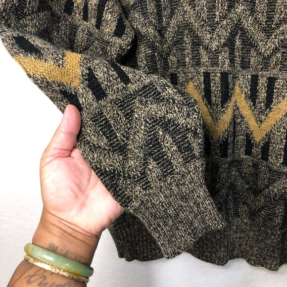 London Fog Vintage Chevron Grandpa Sweater Wool Blend Men's 1X Big V-neck Knit - Picture 5 of 9